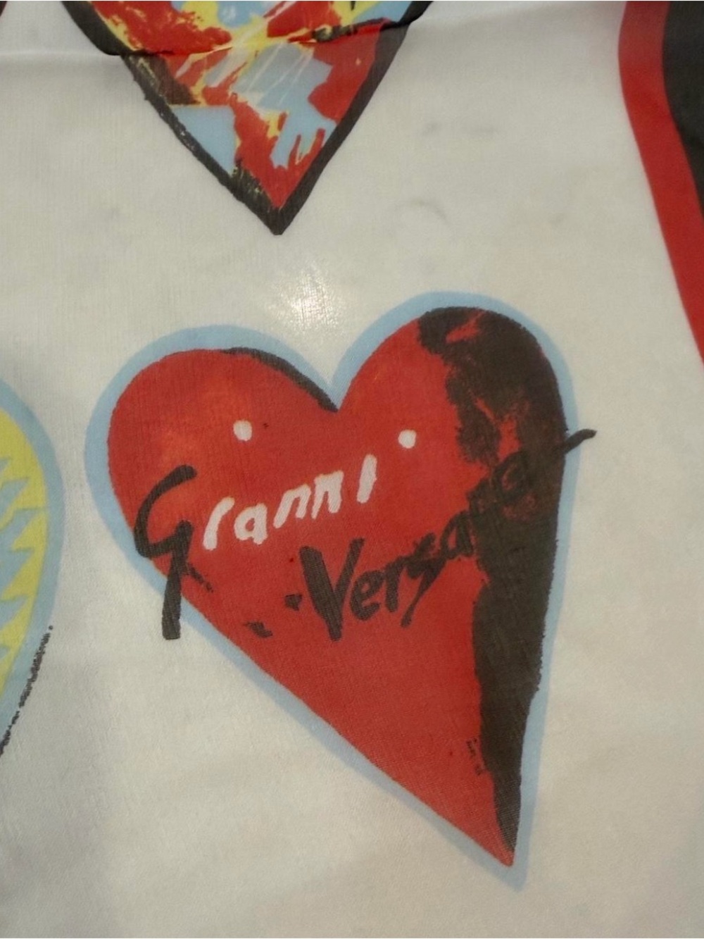 Versace Red Heart Pattern Scarf - Picture 3 of 3